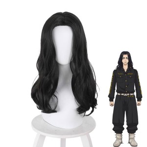 Anime Tokyo Revengers Keisuke Baji Black Mid-length Long Cosplay Wigs