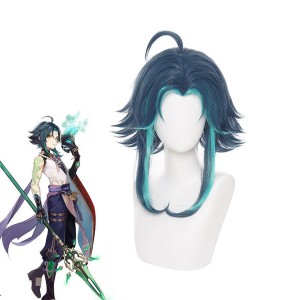 Game Genshin Impact Xiao Dark Green Cosplay Wigs