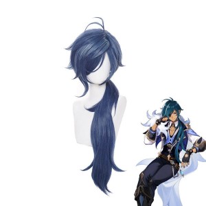 Game Genshin Impact Kaeya Alberich Blue Long Cosplay Wigs