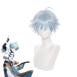 Game Genshin Impact Chongyun Light Cyan Halloween Cosplay Wigs