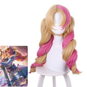 Game LOL Cafe Cutie Gwen Red &amp; Blonde Cosplay Wigs With Twist Braid