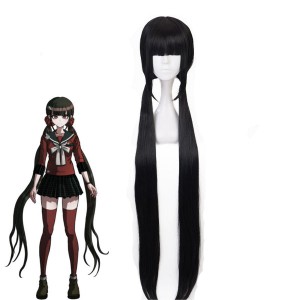 Anime Danganronpa V3: Killing Harmony Maki Harukawa Black Long Cosplay Wigs