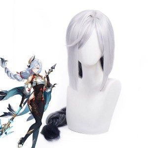 Game Genshin Impact Shenhe Long Grey Gradient Black Cosplay Wigs